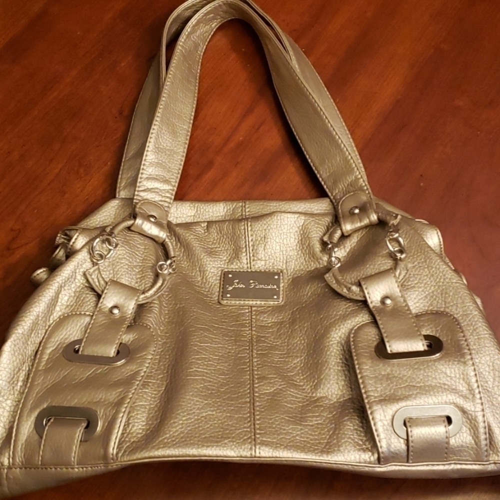 John Romaine Metallic Gold Large Hand Shoulder Bag EUC